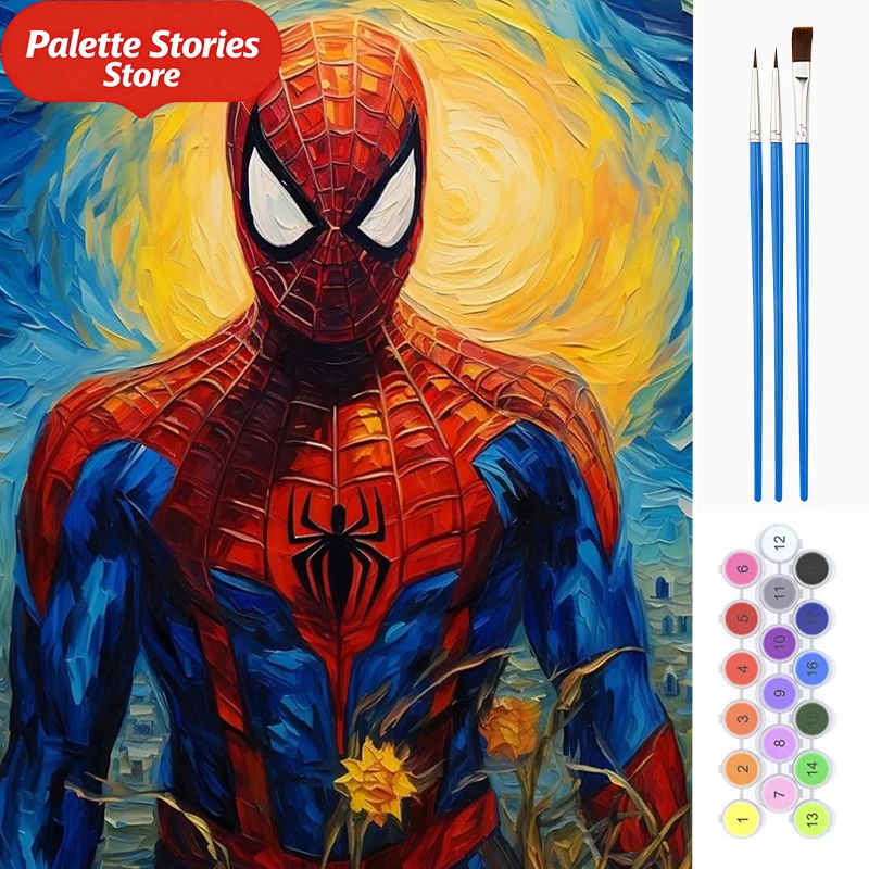

Набор для рисования по номерам «Человек-паук» от MARVEL (1 шт.) – Полный комплект для творчества на тему пауков с предварительно напечатанным холстом с номерами, подходит для взрослых