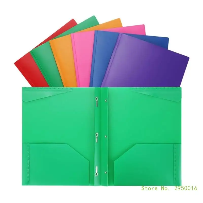 

8Pcs A4 Plastic Folders with Pockets and Prong, Pocket Folders with Prongs, File Folders with Fasteners, 2 Pocket Folder