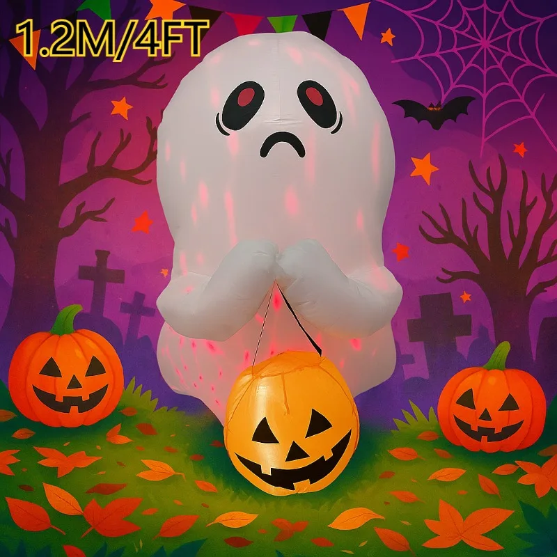 

1,2 м/4 фута надувные игрушки бедный Хэллоуин призрак красочные огни освещающая надувная модель уличный орнамент вечерние садовый декор