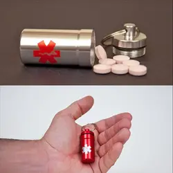 Waterproof Pill Box Aluminum Pill Shaped Box Bottle Holder Container Keychain Medicine Keyring Outdoor EDC Sealed Keychain Box