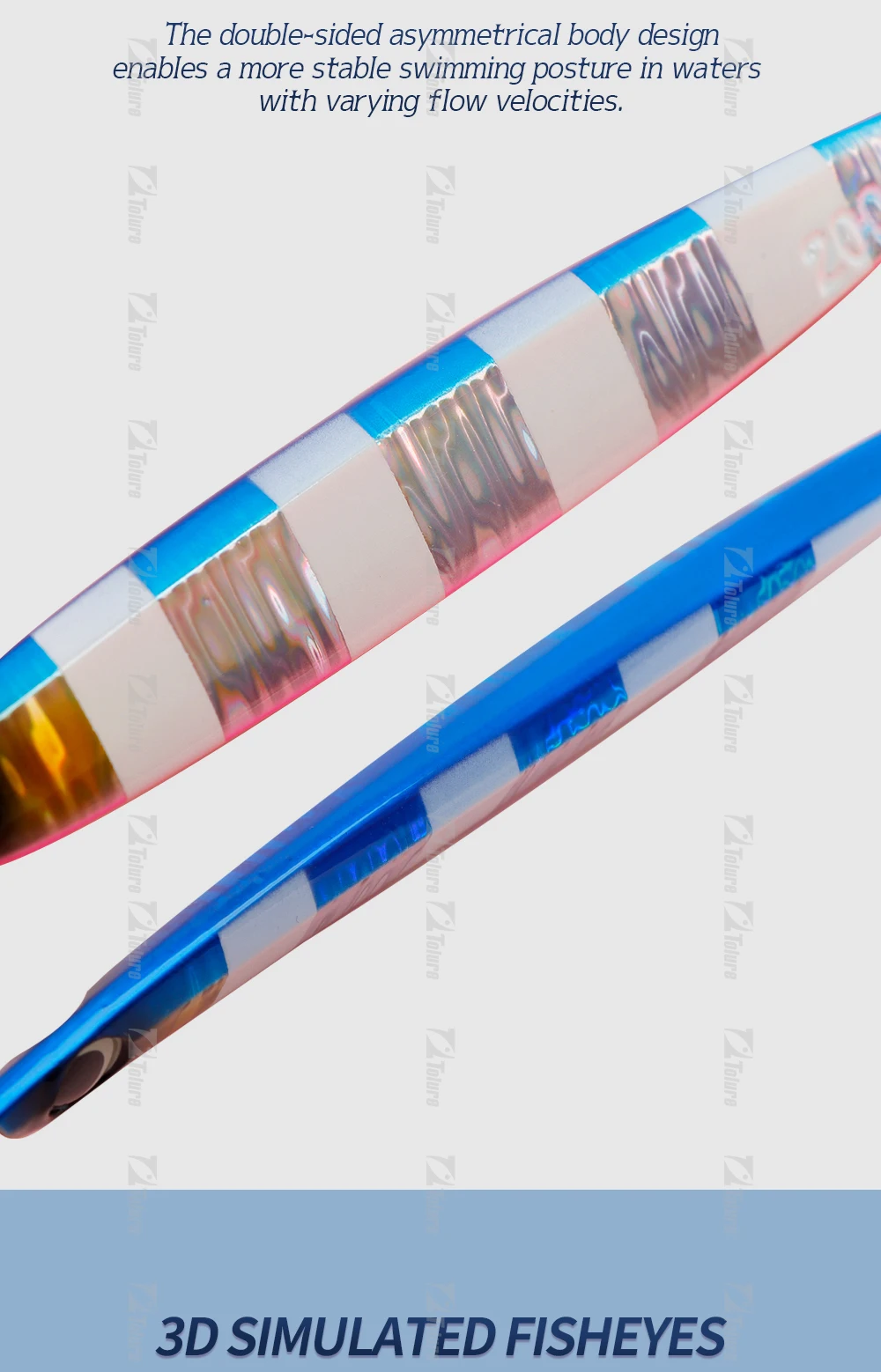 TOLU NEUE langsam sinkende Metall-Jig, 5 Farben, 3D-Augen, 60 g-200 g, langer Wurf, langsam sinkende Herbst-Jigs, Salzwasser-Tiefsee-Angelköder – Detail 5