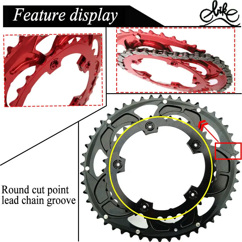 SNAIL 50T/35T 110BCD Chainring Road Bike Chainwheel Plate Double Oval Bicycle Chain Ring 9-11Speed Ultralight Bike Parts