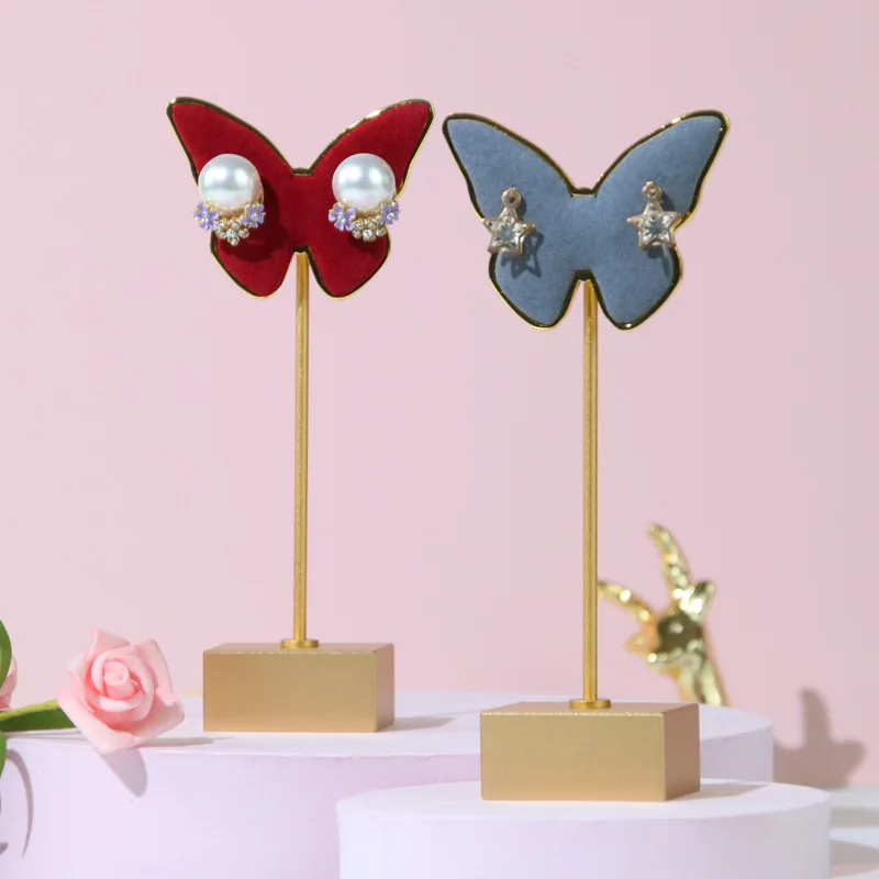 Butterfly-shaped Jewelry Stand Metal Earrings Ear Stud Stand Jewelry Show Prop For Jewelry Store Window Decorative Rack