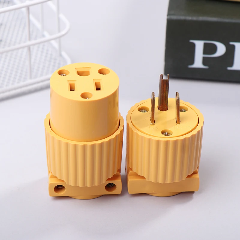 America B515PY/B515CY 15A US Industry Power Socket Plug Male Female 3 Pole Locked Wiring Connector Yellow Plug Socket Adaptor