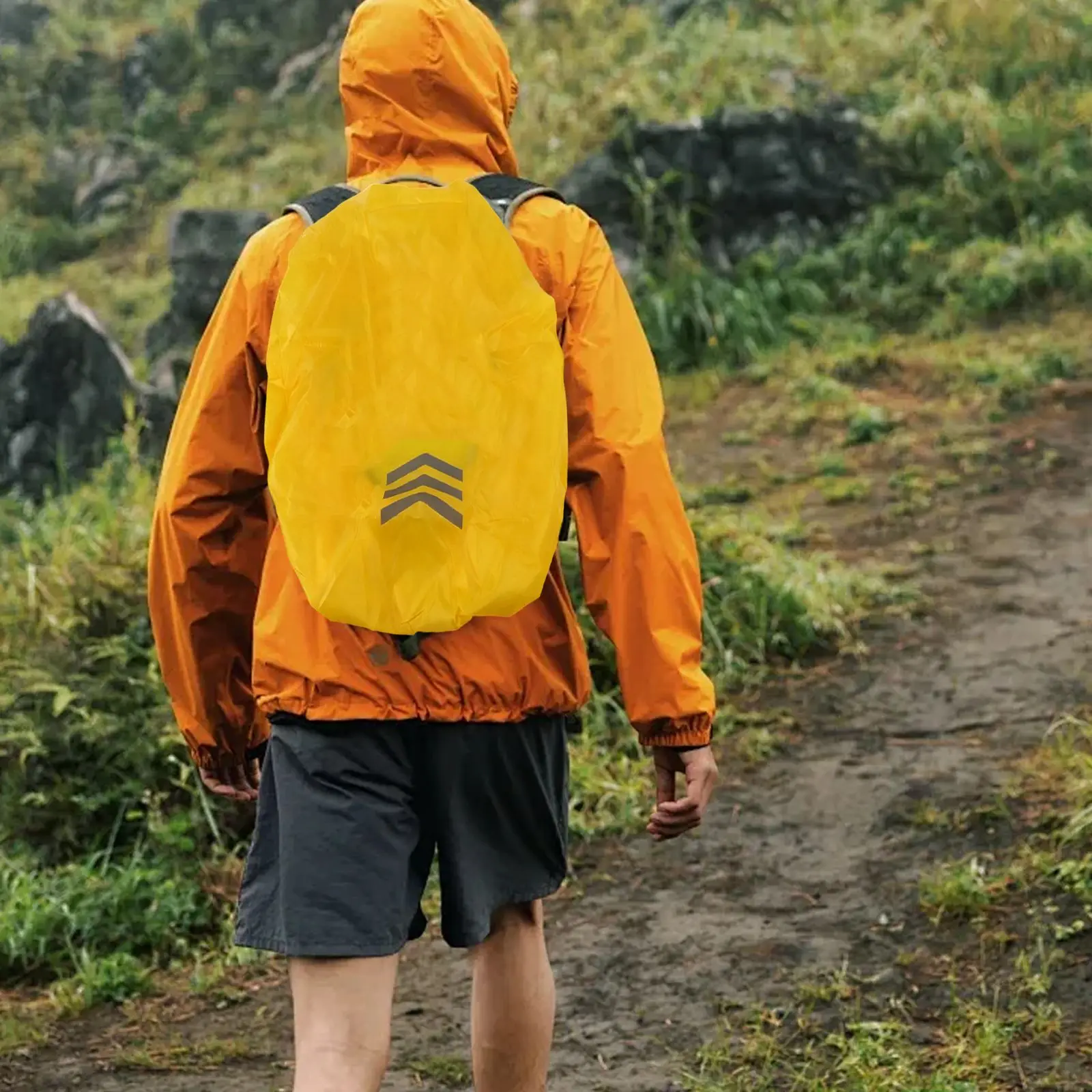 

1pc Backpack Rain Cover 8-17/18-30/30-40/45-55/60-70L Portable Reflective Protective Cover For Safe Night Cycling Adventures!