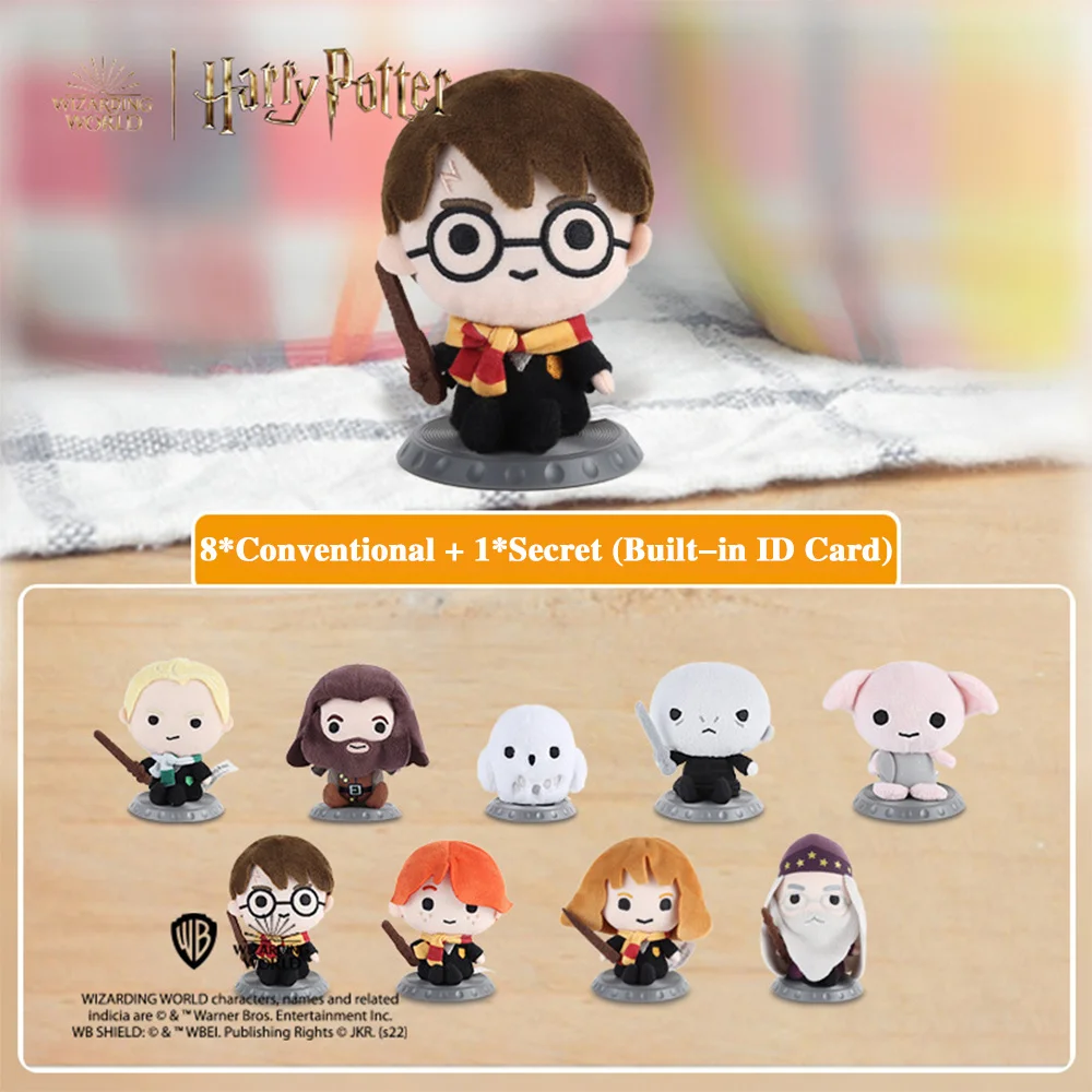 Genuíno harry potter caixa cega pelúcia boneca 11cm filme hermione ron malfoy dobby hagird voldemort plushies brinquedos presentes