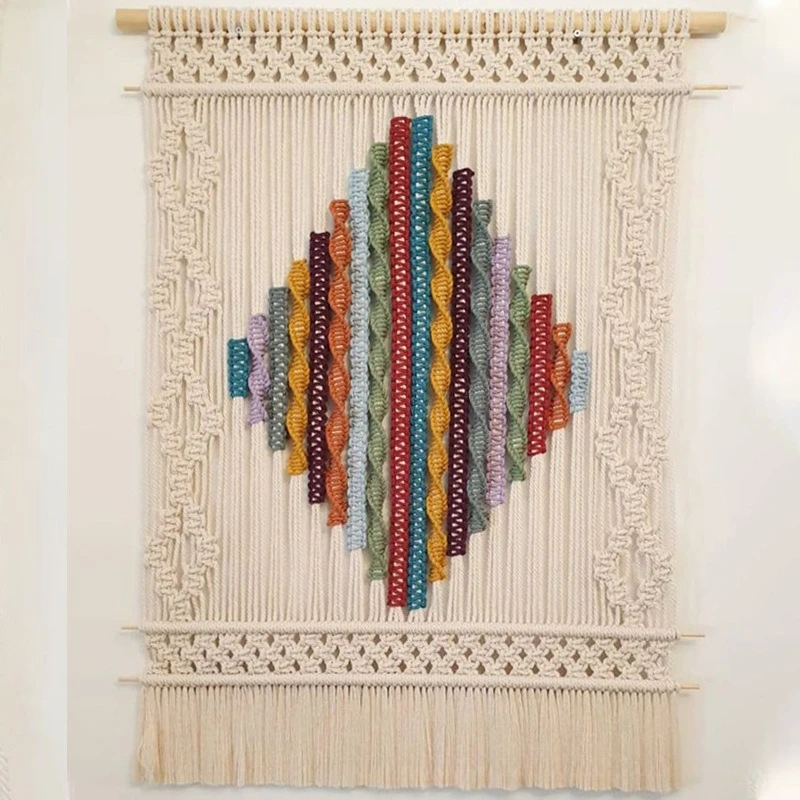 Color gradual change new braided flat braided fringed tapestry staircase side wall pendant
