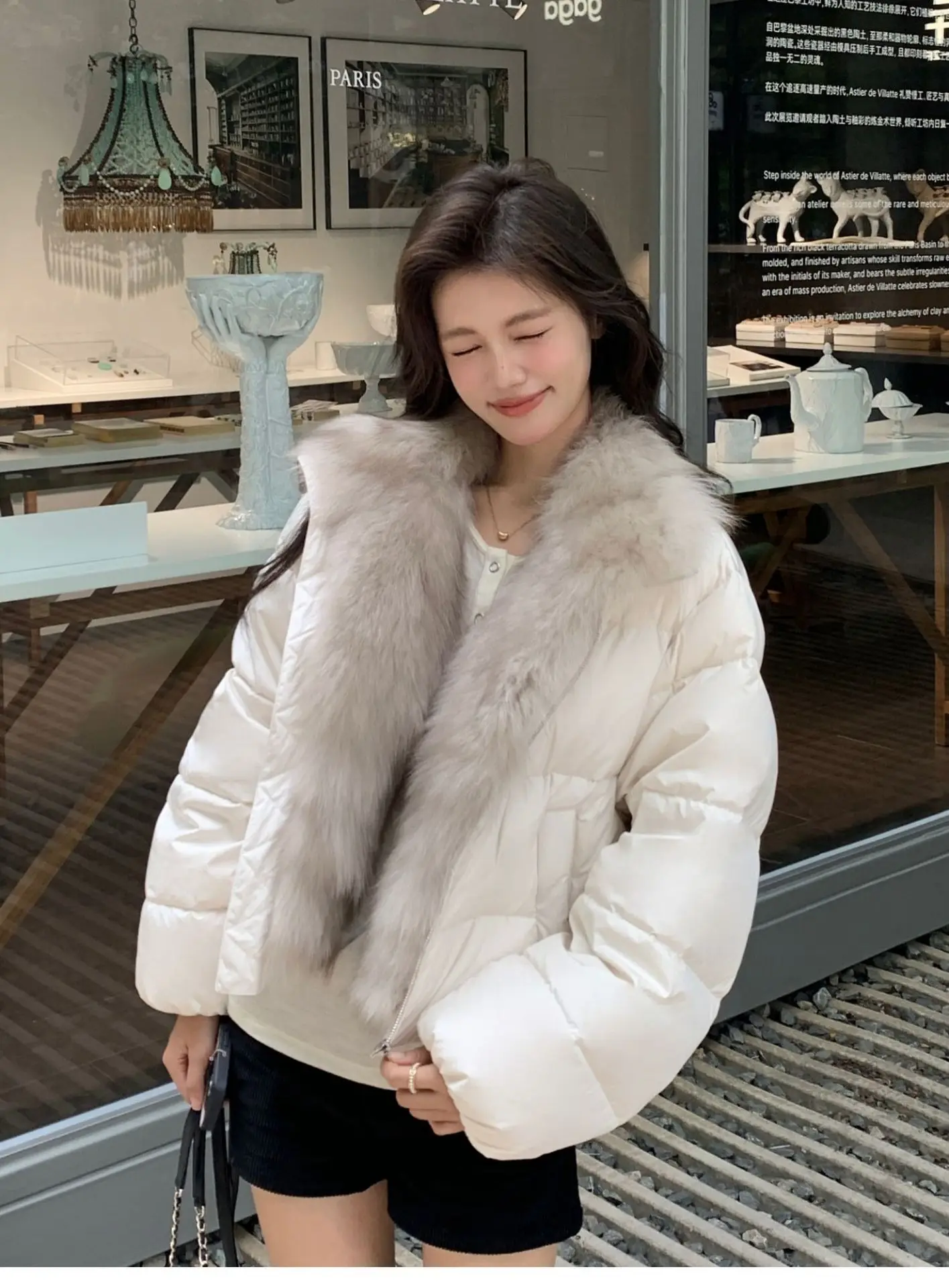 Women Down Coats Fur Collar Jackets Full Sleeve Thick Warm Y2k Streetwear Elegant Jacket Work Short Coat Autumn Winter 2026