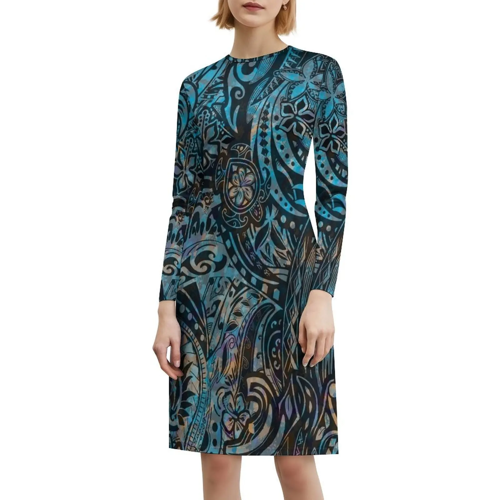 فستان حفلات نسائي تجريدي قبلية هاواي ملابس الشارع الشهير ملابس نادي مطبوعة عصرية للإناث هاواي ساموا بولينيزيا