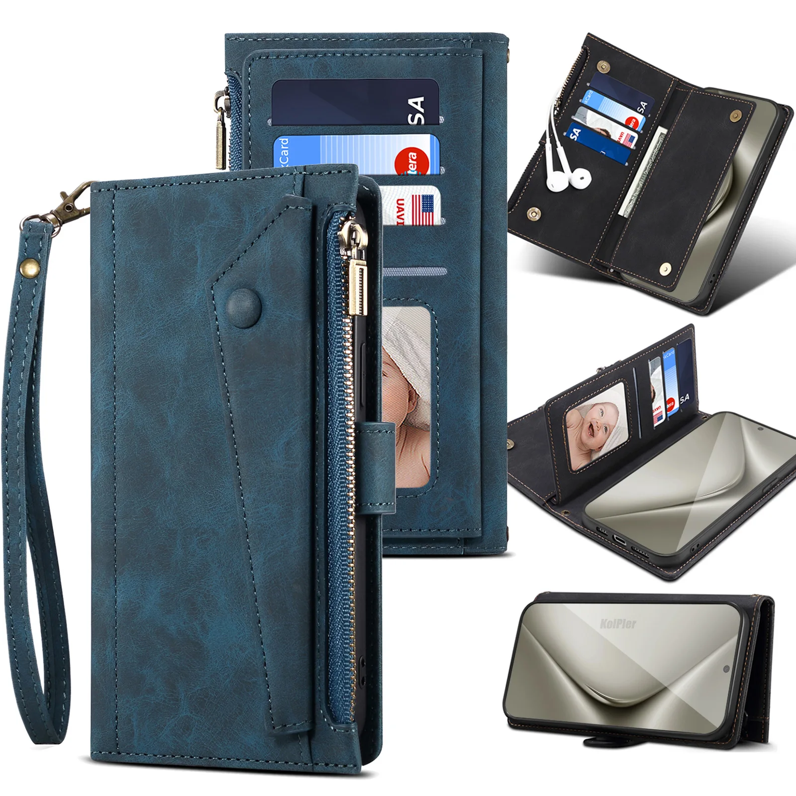 

Новый 9-карточный кожаный флип-чехол на молнии для Huawei PURA 80 PRO PURA80Ultra, чехол-кошелек для мобильного телефона с бесплатной веревкой для PURA80