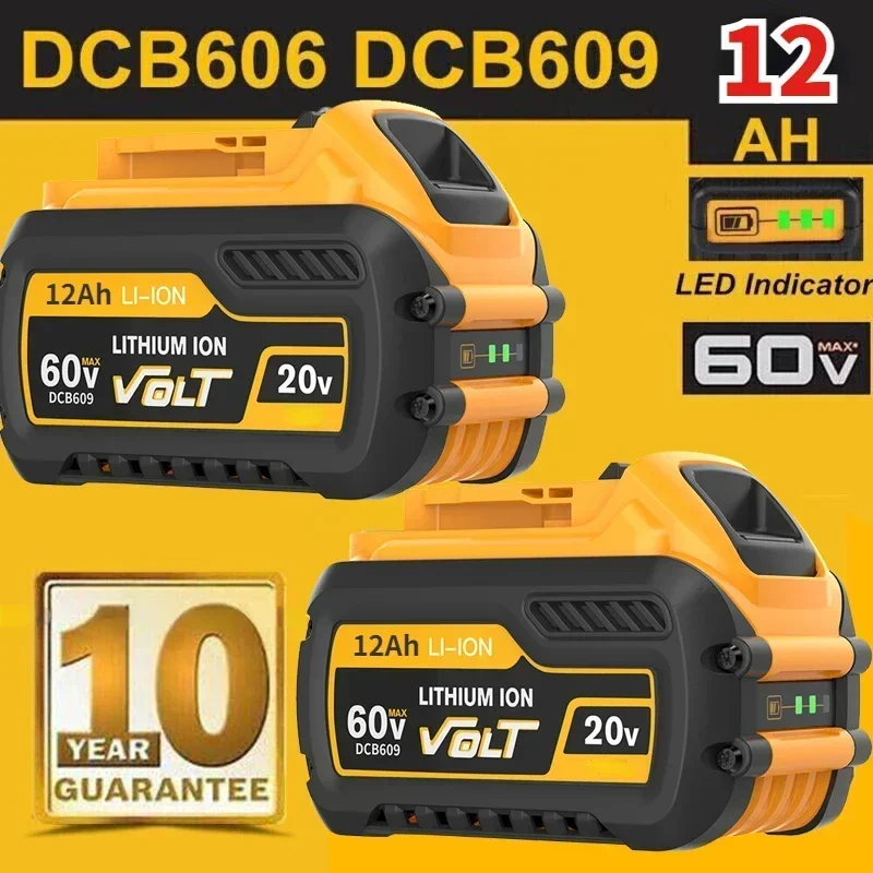 

For Dewalt FLEXVOLT 20V/60V MAX Battery 12Ah DCB609 Lithium-ion DCB606 DCB612 DCB609 DCB205 DCB200 DCB182 Battery for Dewalt 20V