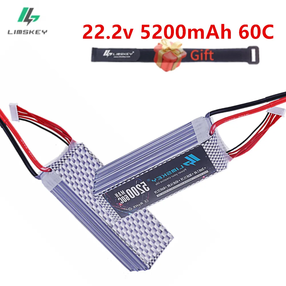 

Аккумулятор LiPo 5200 мАч 6S 22.2В 60C для радиоуправляемых моделей автомобилей, FPV-дронов, грузовиков, вертолетов с разъемами XT60 XT90