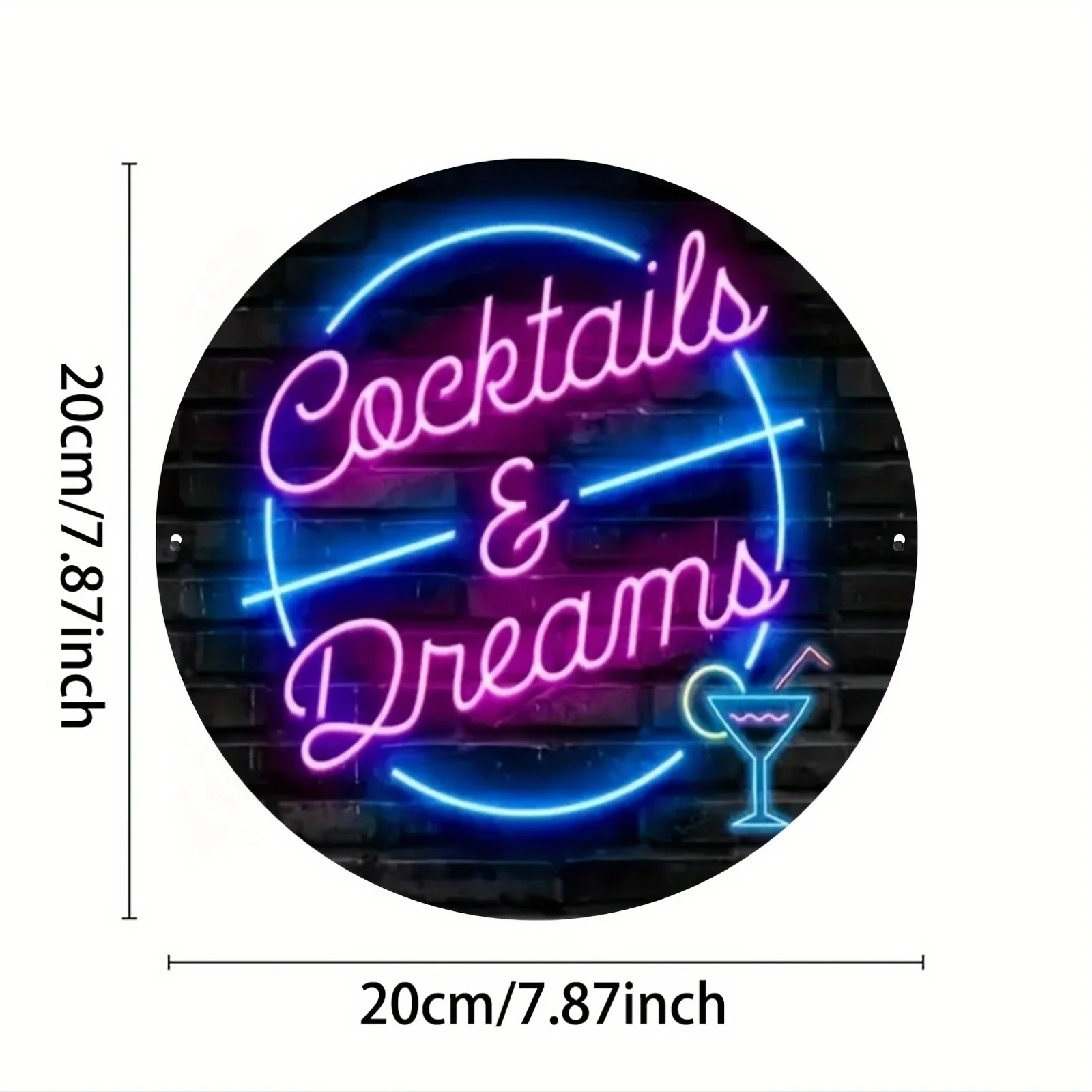 2D flat, 1pc retro Neon-style "Cocktails and Dreams" wooden - humorous wall art, perfect gift view 4