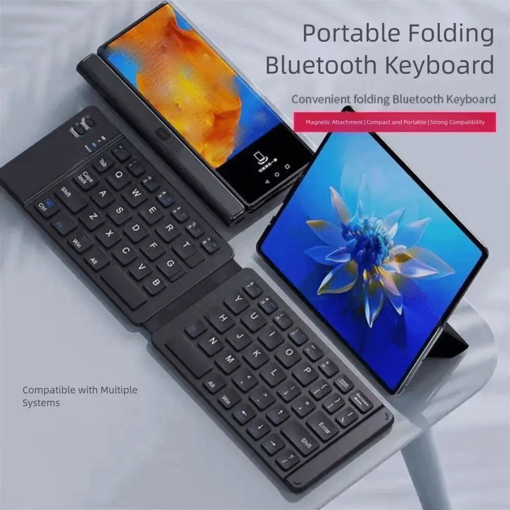 Teclado plegable inalámbrico Slient de moda Mini teclado Bluetooth recargable teclado plegable ligero Universal viaje