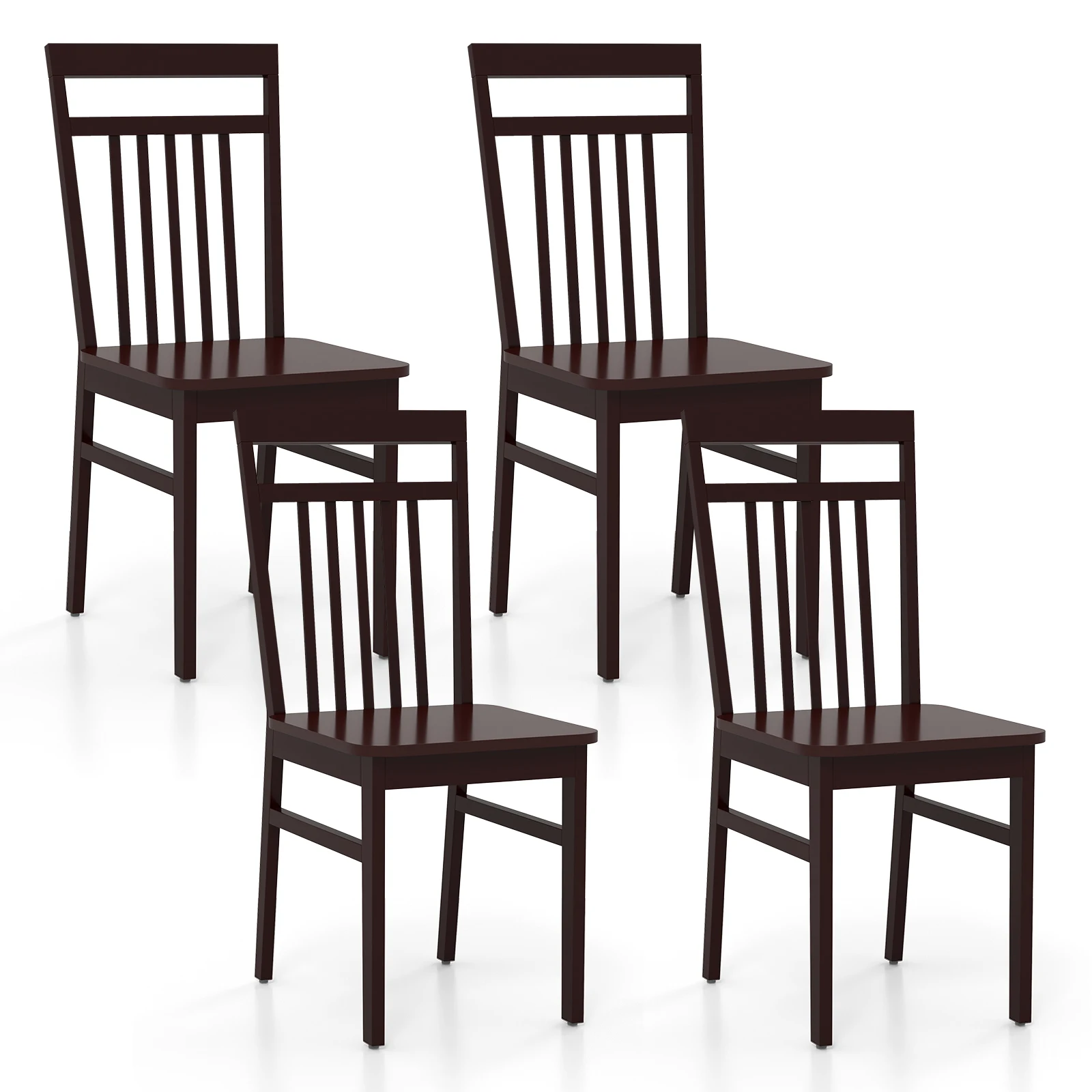 Farmhouse Dining Chair Set of 4 Armless Wooden Chair w/ Slanted High Backrest