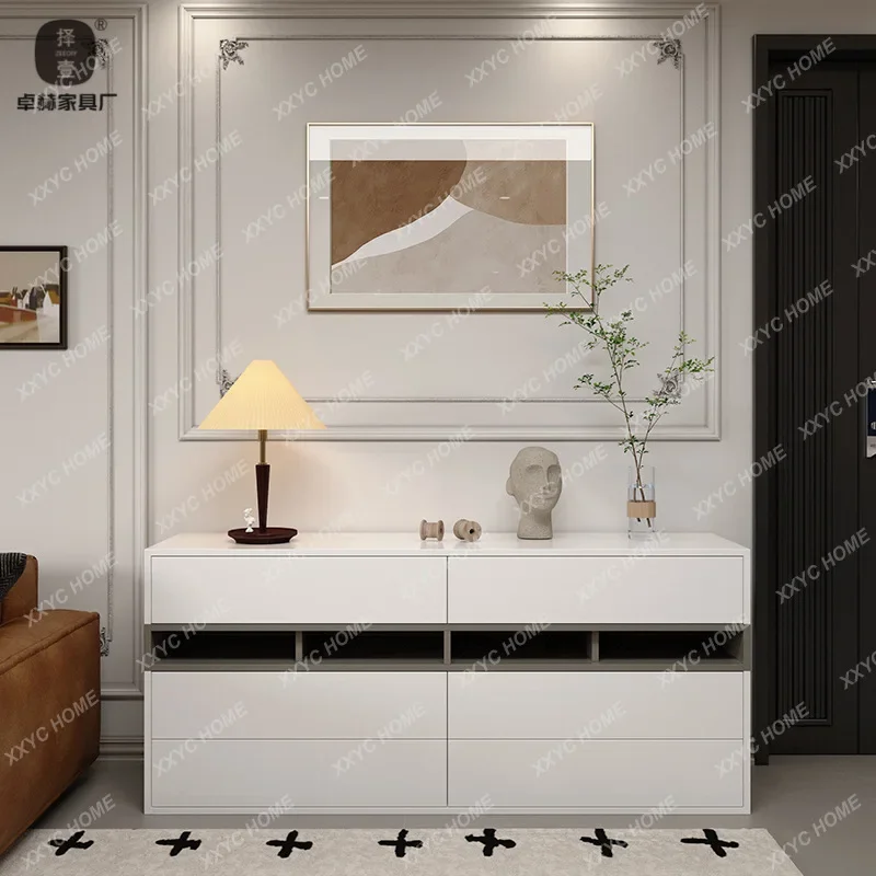 HMJ  light luxury paint porch chest cabinet living room side cabinet bedroom storage multi-layer solid wood contrasting color