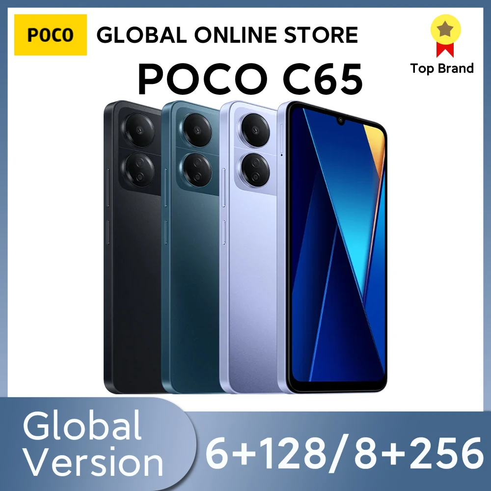 POCO C65-Version globale, 6 Go, 128 Go, 8 Go, 256 Go, MediaTek, Helio G85 Octa-core, écran 6.74 "90Hz, triple caméra 50MP, 5000mAh, NDavid