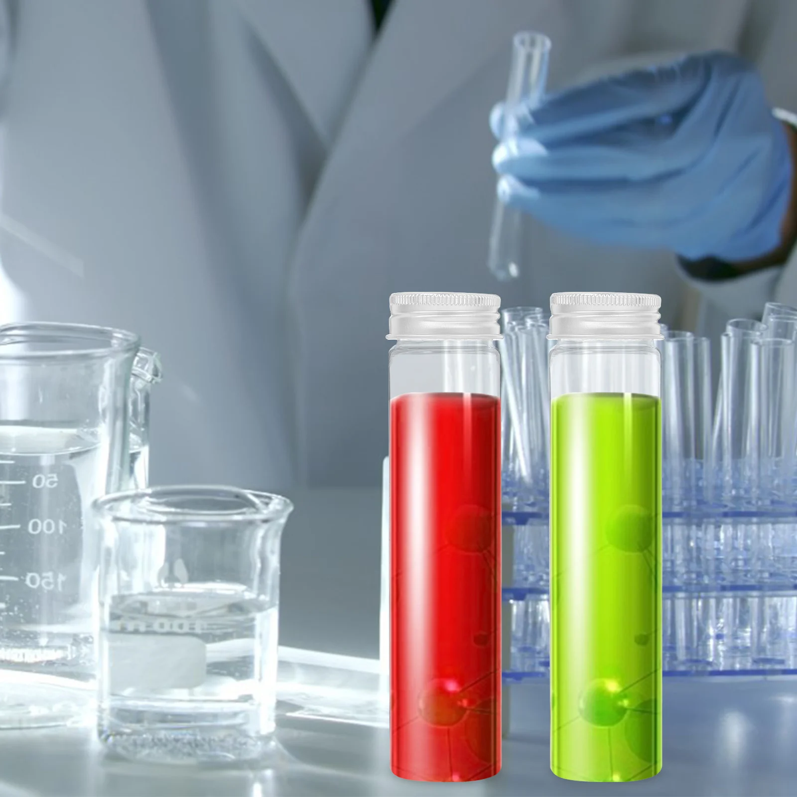 

16Pcs Plastic Small Vials Test Tubes Screw Cap Leakproof Sample Storage Bottles for Chemical Lab Plastic Tubes with Lids