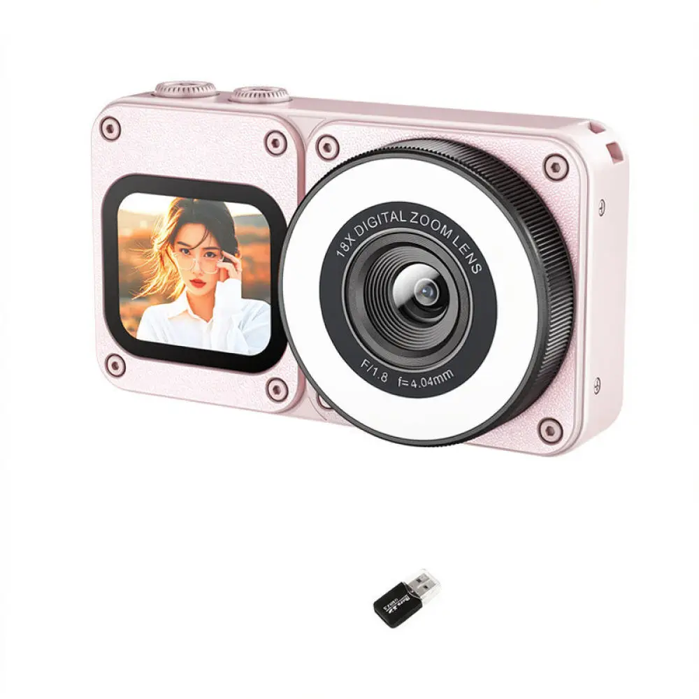 Compact Digital Camera A70 Dual Lens Front Rear Screen Camcorder 24MP HD Photo Recorder Travel Vlog Pocket Device Metallic Body