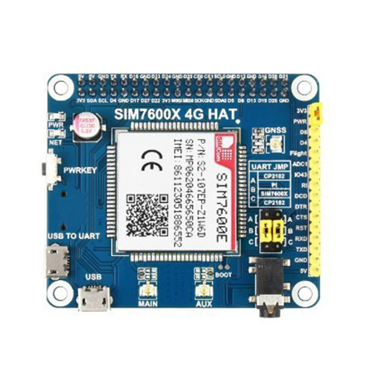 

Модуль A03R SIM7600E LTE Cat1 для платы расширения 4G, совместимый с модулем 3G/2G, GNSS