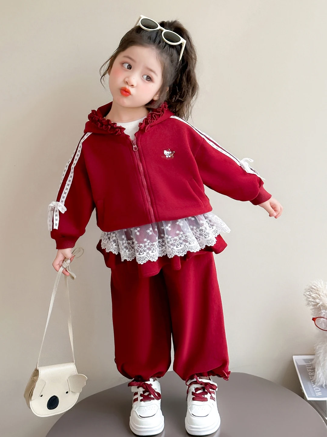 

Faionable Print Jaet And Trousers Set for Girls Spring Autumn 2025 Lightweight Casual Sle Children's Clothing