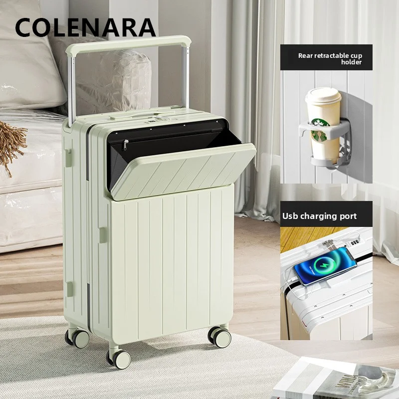 COLENARA valise de haute qualité boîtier d'embarquement de chargement USB 20 "22" 24 "26 pouces ouverture avant boîtier de chariot pour ordinateur portable bagage de cabine