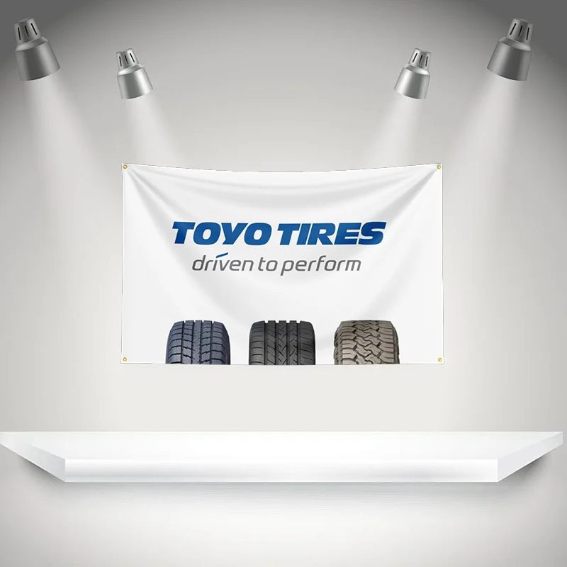 T-Toyo Tires Flag Auto Parts Tools Banner   HD Printing Tapestry Exhibition, Car Fans, Garage Decor