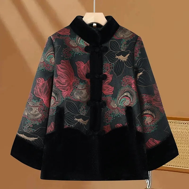 Winter Femme Thick Cotton Padded Tops 2025 Ladies Long Sleeved Down Cotton Jacket Middle Aged Mother Large Size 6XL Parkas Coat