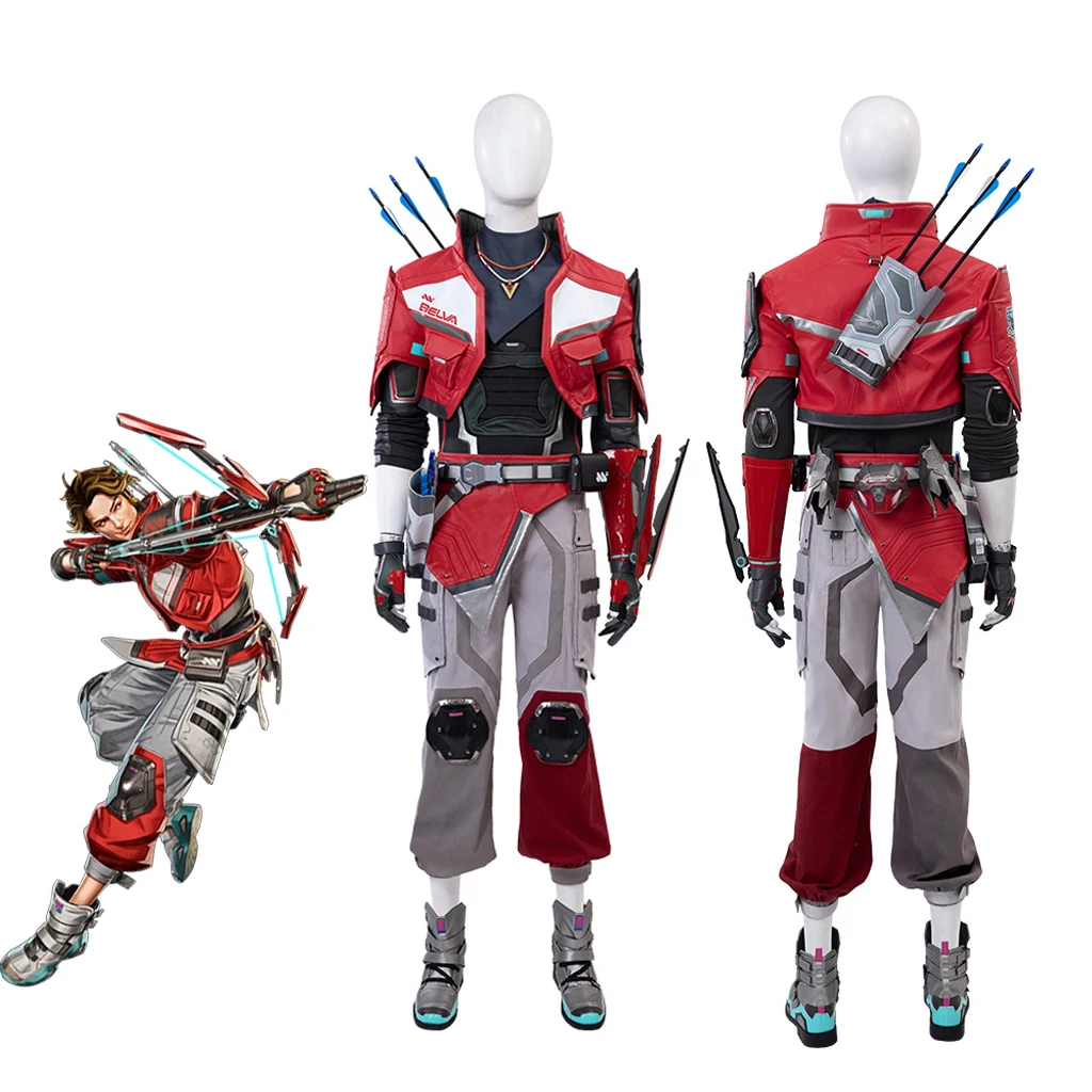 

Apex Sparrow Cosplay Costume Archer Suit Red leather Jacket With Shoes Prop Accessories Full Set Men Halloween Carnival Outfits