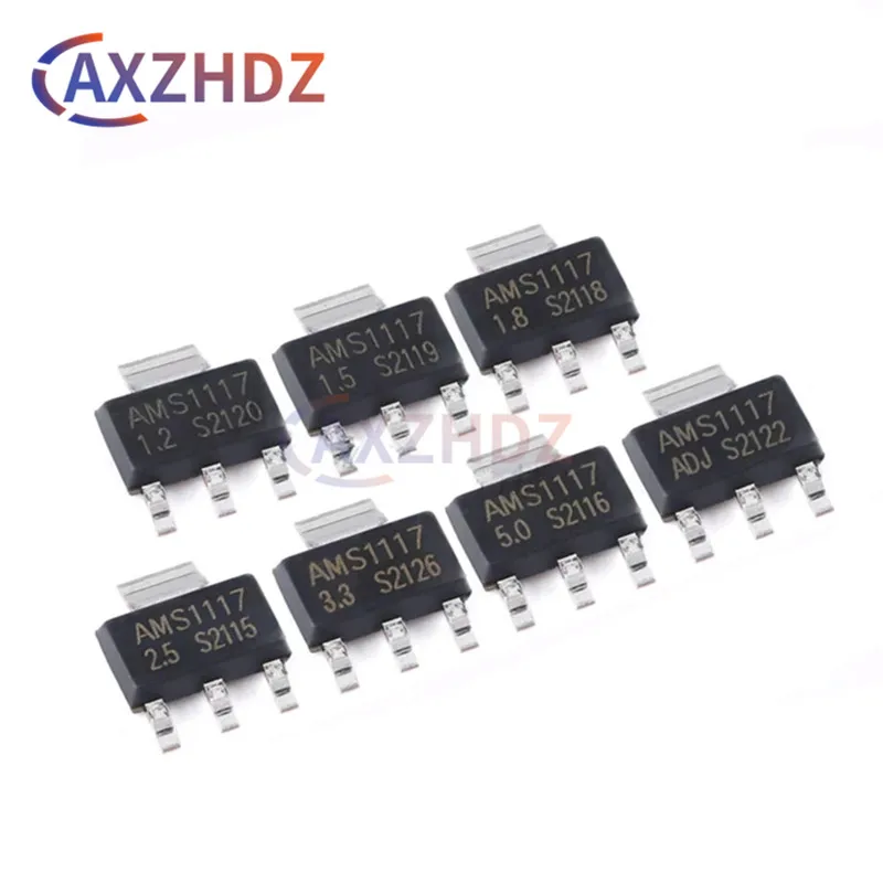 20PCS AMS1117 1.2V 1.5V 1.8V 2.5V 3.3V 5V SOT-223 AMS1117-3.3 AMS1117-5.0 AMS1117-ADJ 1A Low Dropout Voltage Regulator