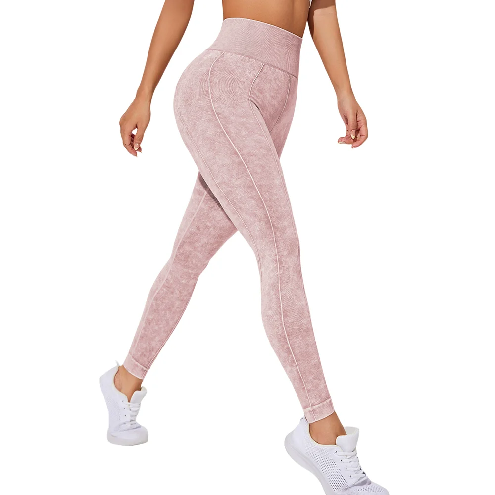 Fashion Seamless Wash Yoga Quick Dry High-Waisted Running Pants Sand Wash Tight Women Sexy Fitness Pants