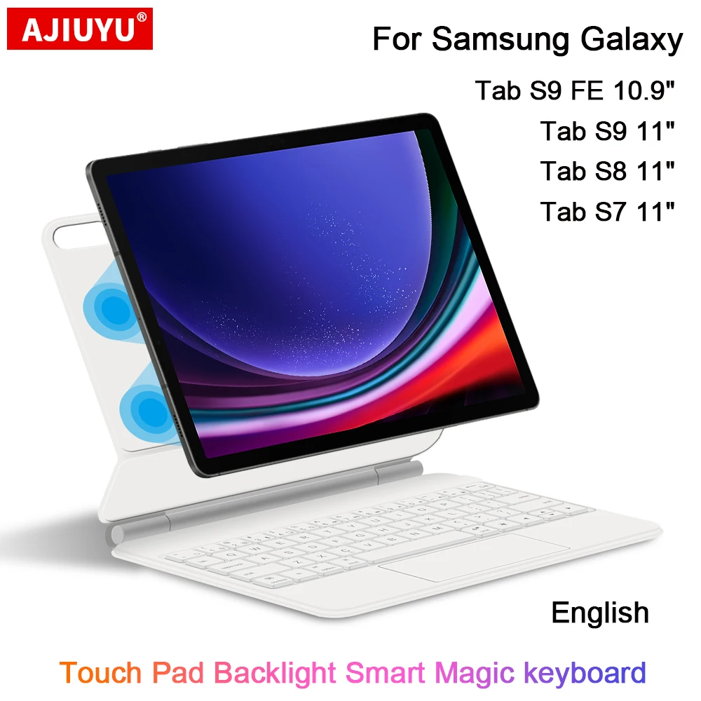 

For Samsung Galaxy Tab S9 FE 10.9" 2023 Magic Keyboard S7 S8 S9 11 Inch Tablet Touchpad Backlight Magnetic Keyboard Cover Korean