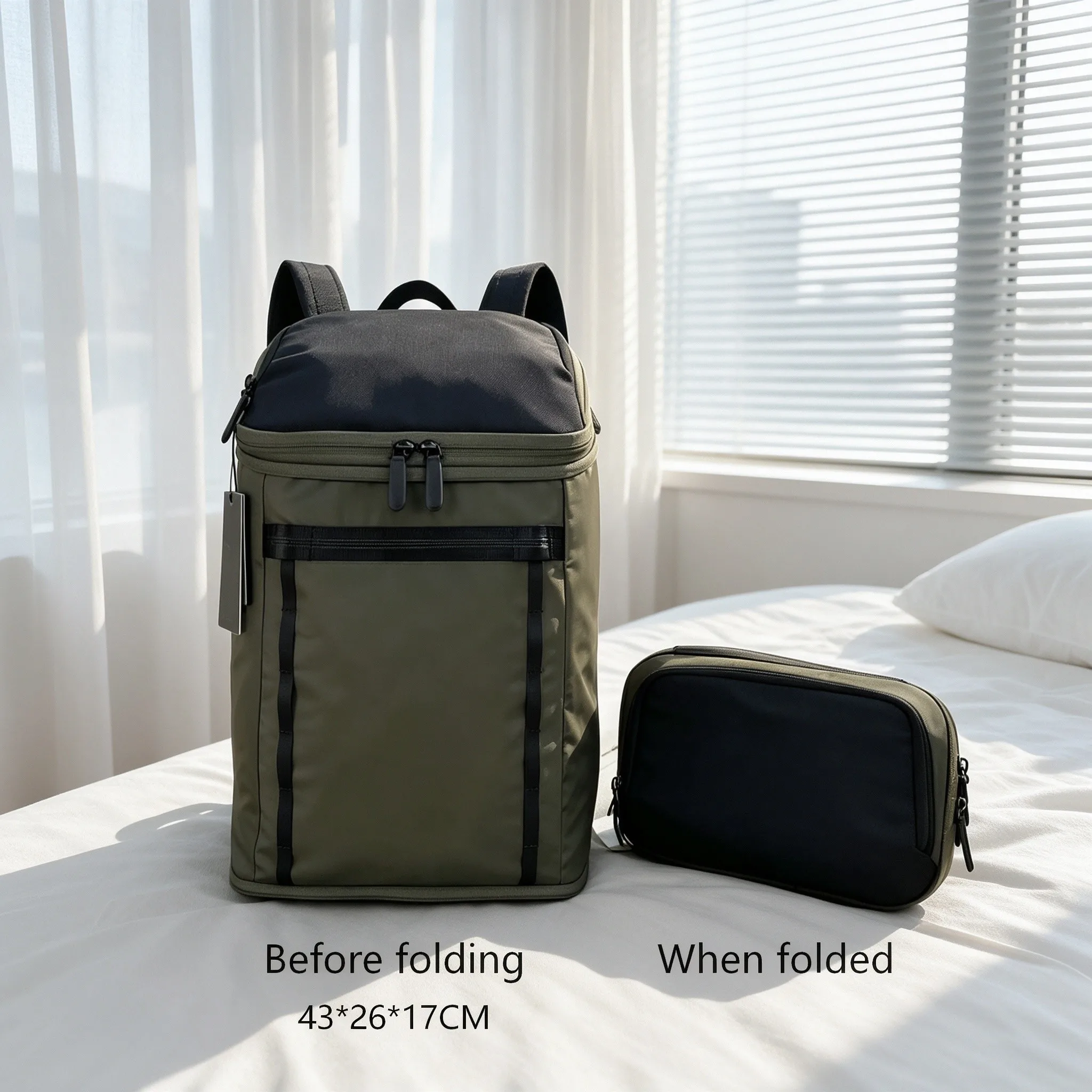 Large Capacity Foldable Backpack for Men, Portable Travel Rucksack for Daily Commute & Business Travel