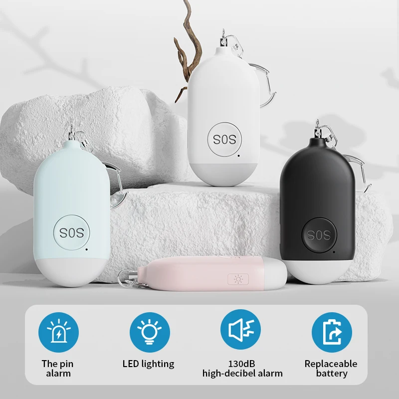 Emergency 130db Self Defense Alarm Keychain Safety Alarm Defence Key Chain Led Security Personal Alarm Keychain for Women