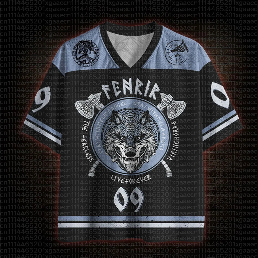 2026 New Nordic Mythical Theme Sports Fashion Short Sleeve V-neck Street View Clothing Mythical Fan Gifts