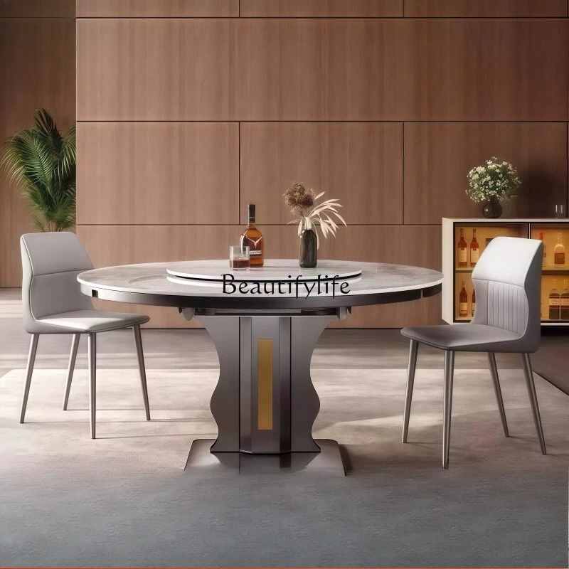 Slate dining table retractable folding household small apartment dining table