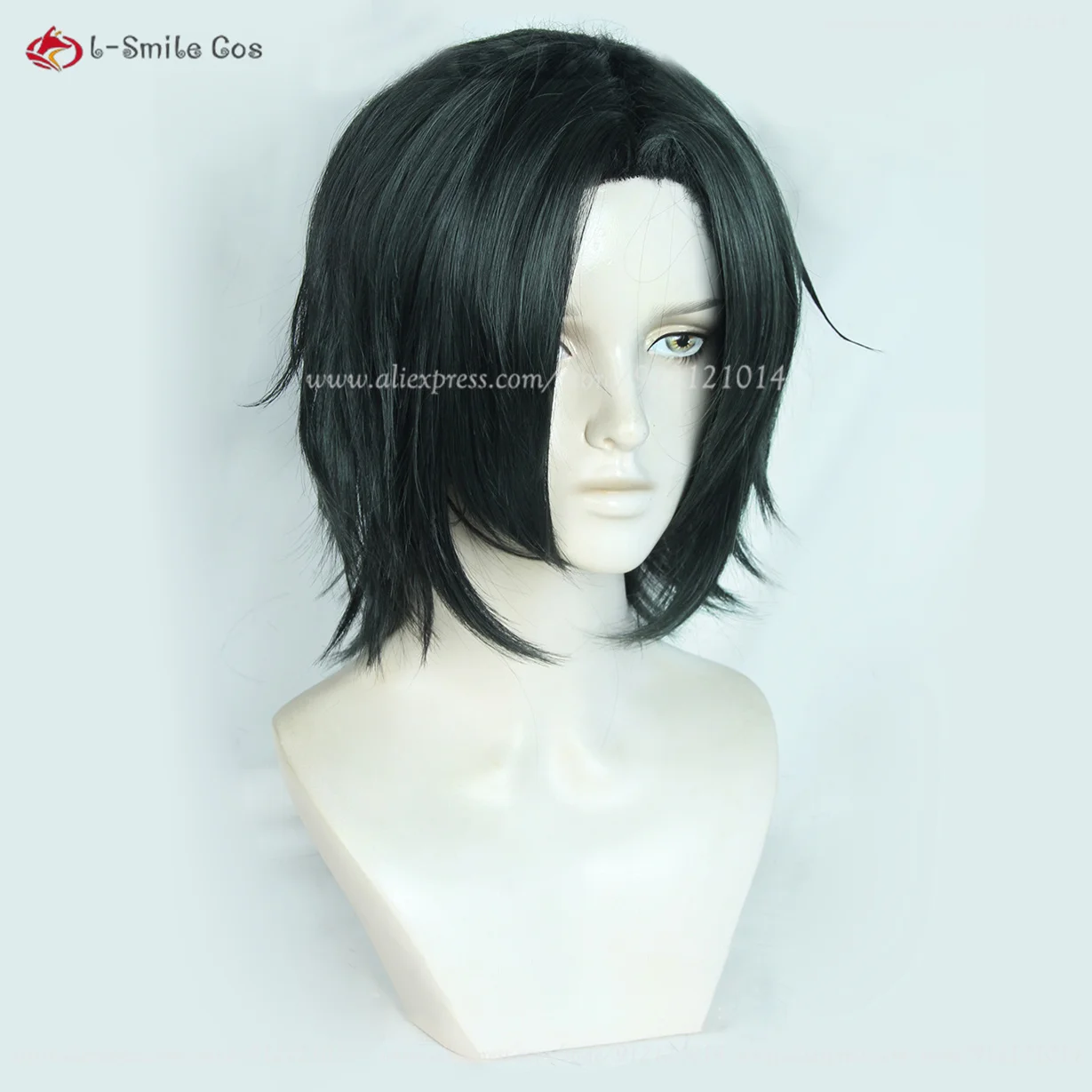 Anime Feitan Potoo parrucche Cosplay parrucca corta nera verde resistente al calore capelli sintetici parrucche per feste di Halloween + cappuccio per parrucca