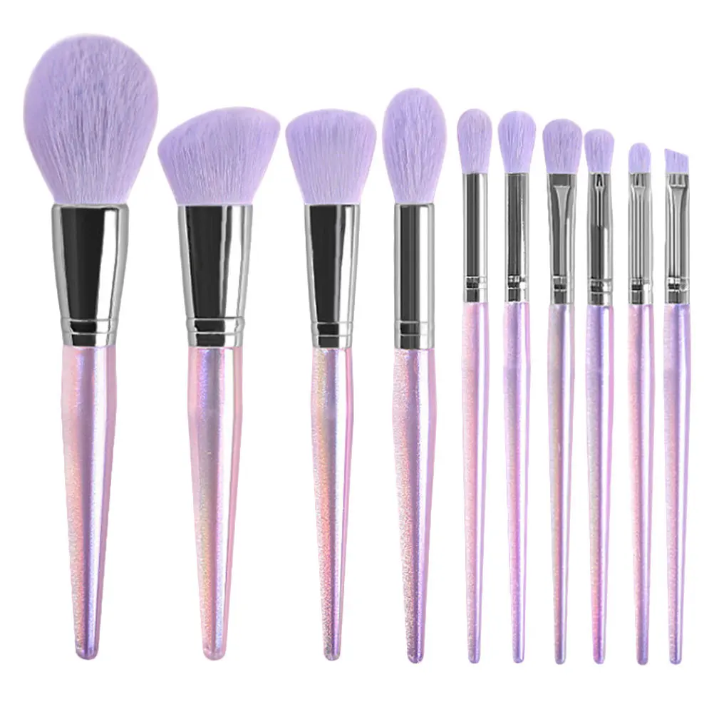 10 قطعة مجموعة فرش مكياج الجمشت المهنية المحمولة أدوات تجميل الوجه لينة الألياف الاصطناعية مقبض طويل مسحوق أحمر الخدود عينيه #5