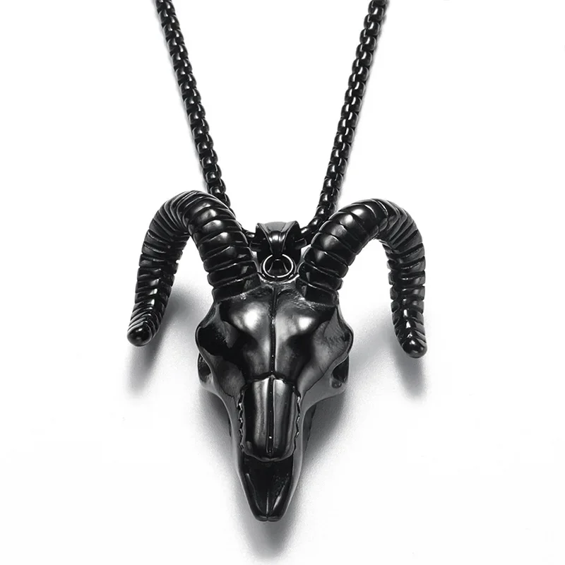 

Vintage Punk Sheep Skull Stainless Steel Men's Antelope Pendant Necklace