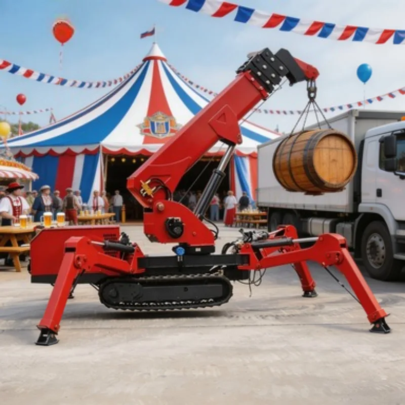 Remote Control Spider Crane Crawler Crane Mini Crane 2 Ton Telescopic Boom Diesel for Narrow Space Lifting Work Use