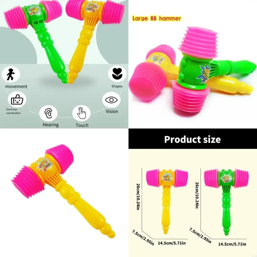 Đồ chơi búa kêu rít cho trẻ Màu sắc ngẫu nhiên Tương tác Hoạt hình vui nhộn Shaker Nhạc cụ 15UB