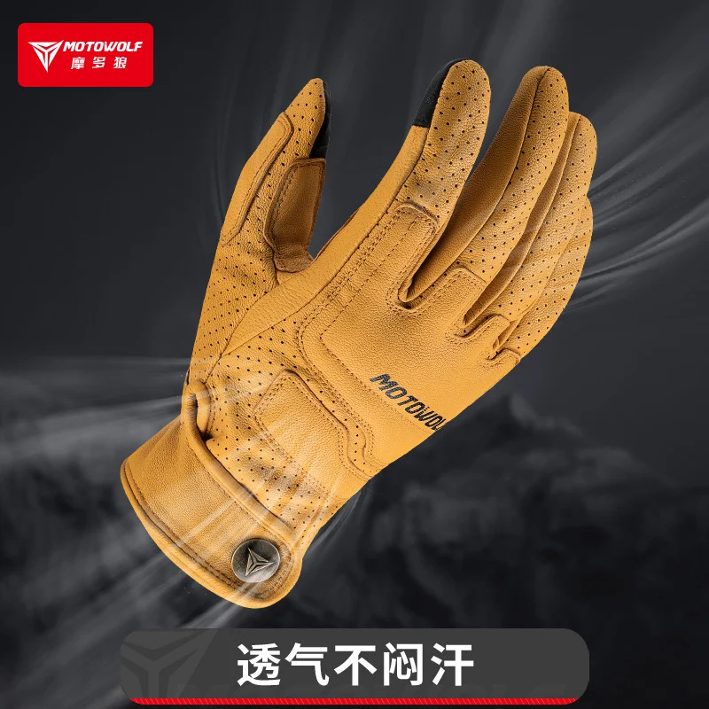 Retro Motorcycle Gloves Summer Enduro Motocross Gloves Men Leather Auto Bike Gloves Women Motorcycle Accessories Guantes Moto view 3