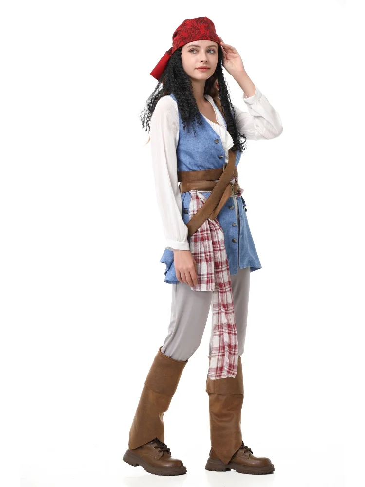 Unisex Retro Piraten-Cosplay-Outfit Blaue Weste Halloween Karneval Familien-Paar Kostüm Bühnenkostüm 2026 – Detail 17