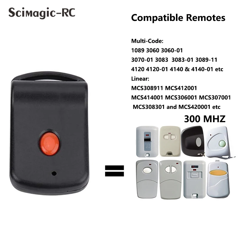 3060 3089 Multi Code 10 Dip Switch Garage Door Remote Control Transmitter 300 MHz Multi-Code 308911 EZ CODE 300mhz