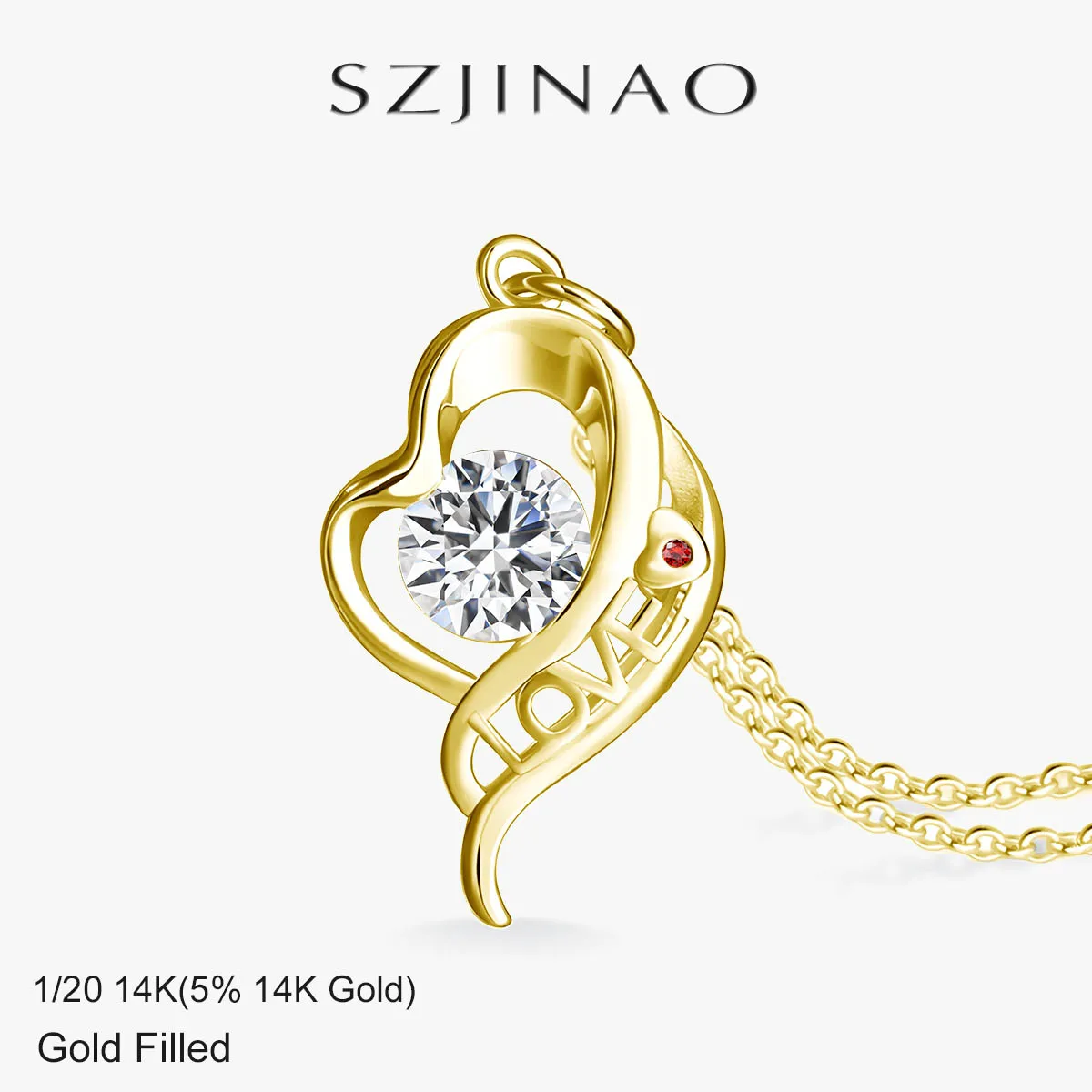 

High Quality 14K Gold Filled 1ct Moissanite Necklace Pendant Heart Shape Design for Women Valentine’s Day Gift Romantic Jewelry