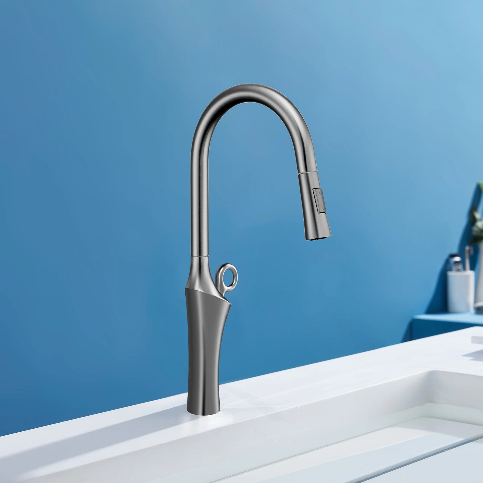 

Kitchen Pull Down Faucet Deck Mounted Single Handle Kitchen Sink Faucet 360° Rotation Hot And Cold Mixer Taps Chrome