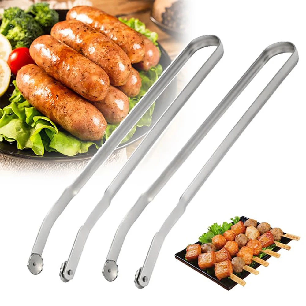 

Sausage Turning Tongs BBQ Stainless Steel BBQ Tongs Long Handle Grill Tongs Barbecue Tongs Hot Dog Flipping Clip Multipurpose Co