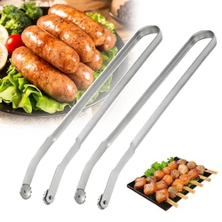 Sausage Turning Tongs BBQ Stainless Steel BBQ Tongs Long Handle Grill Tongs Barbecue Tongs Hot Dog Flipping Clip Multipurpose Co