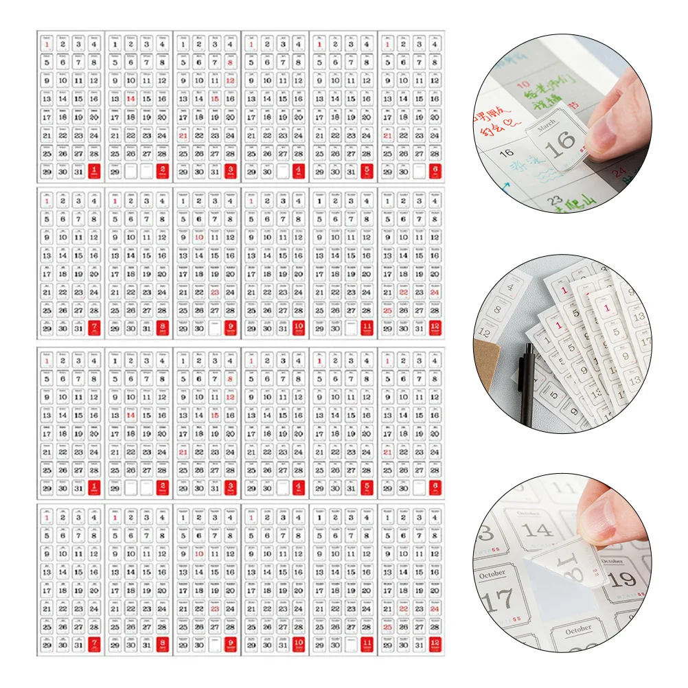 24 Sheets Days Daily Calendar Reminder Sticker Calendar Stickers Aesthetic Tabs Paper Notebook Presentation Diary Label