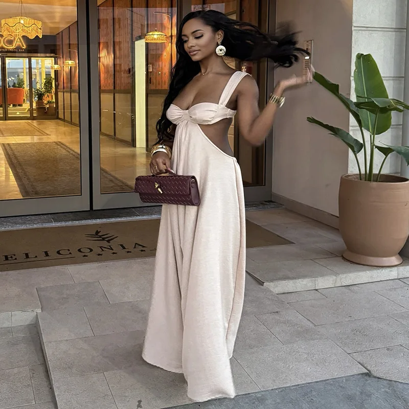 

Fashionable Sexy Strapless Backless Long Dress Spring New Arrival Women's Clothing Cross-Border V-neck Maxi Dress without Sleeve